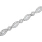 .925 Sterling Silver 1 cttw Diamond Double Leaf and Bezel Link Bracelet (I-J Clarity, I2-I3 Color) - Size 7.25"
