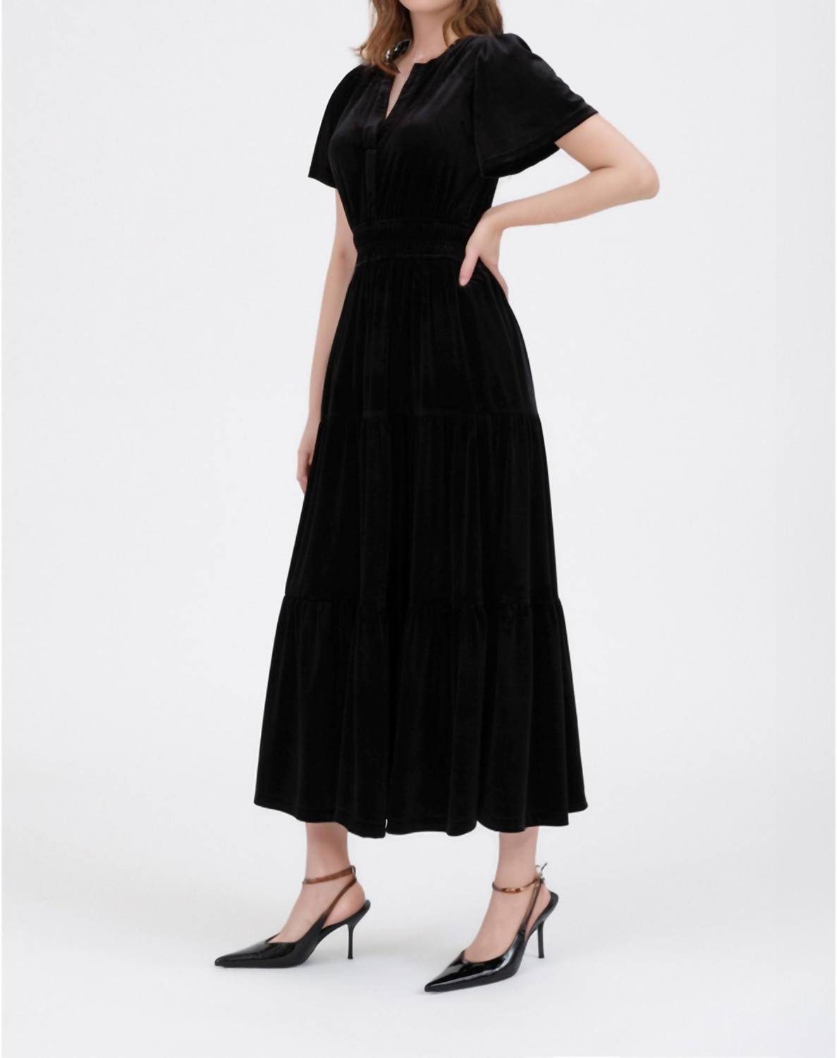 August Sky - Tiered Empire Waist Midi Dress