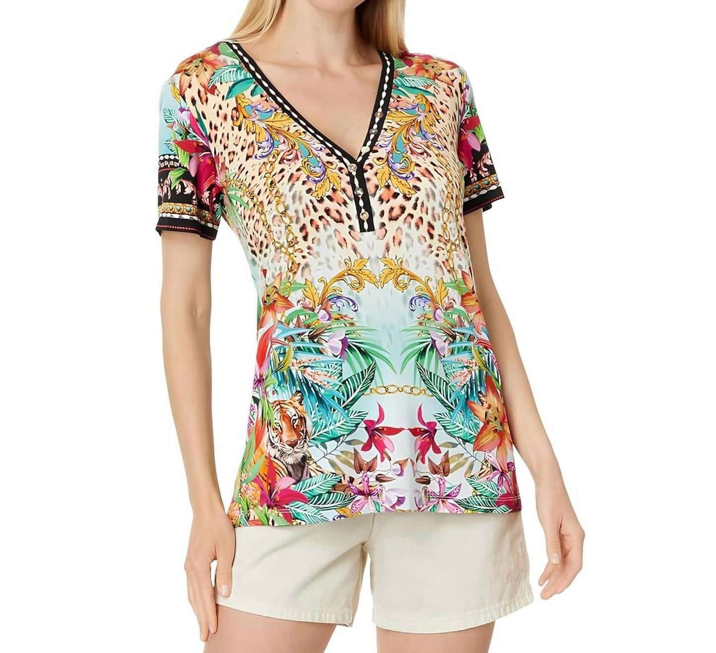 Johnny Was - The Janie Favorite Short Sleeve Henley Tee