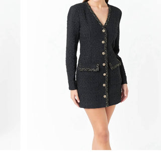 Endless Rose - Trim Detail Tweed Dress