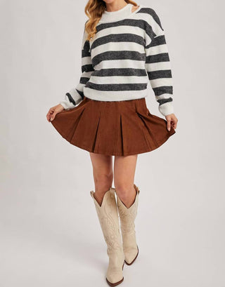 Bluivy - Women's Inner Tank Top Fuzzy Striped Knit Sweater