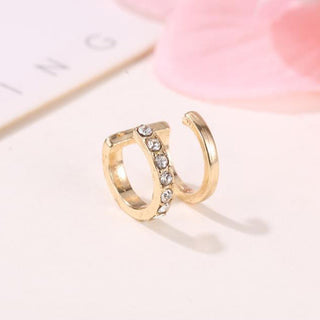 14K Gold Plated Cuff Earrings with crystals