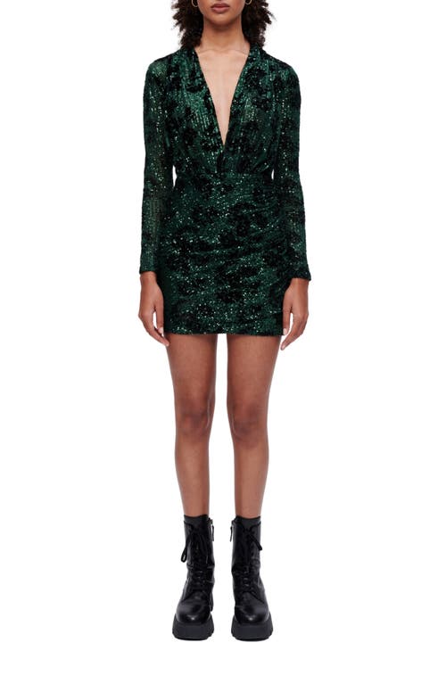 maje Riletie Sequin Long Sleeve Dress in Green, Size 6 Us