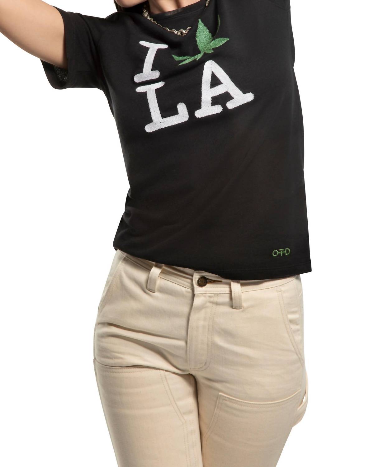 On This Day - Embroidered La Loves Weed Short Sleeve Sweatshirt