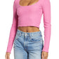 PacSun Candy Split Sleeve Sweater in Pink, Size Medium
