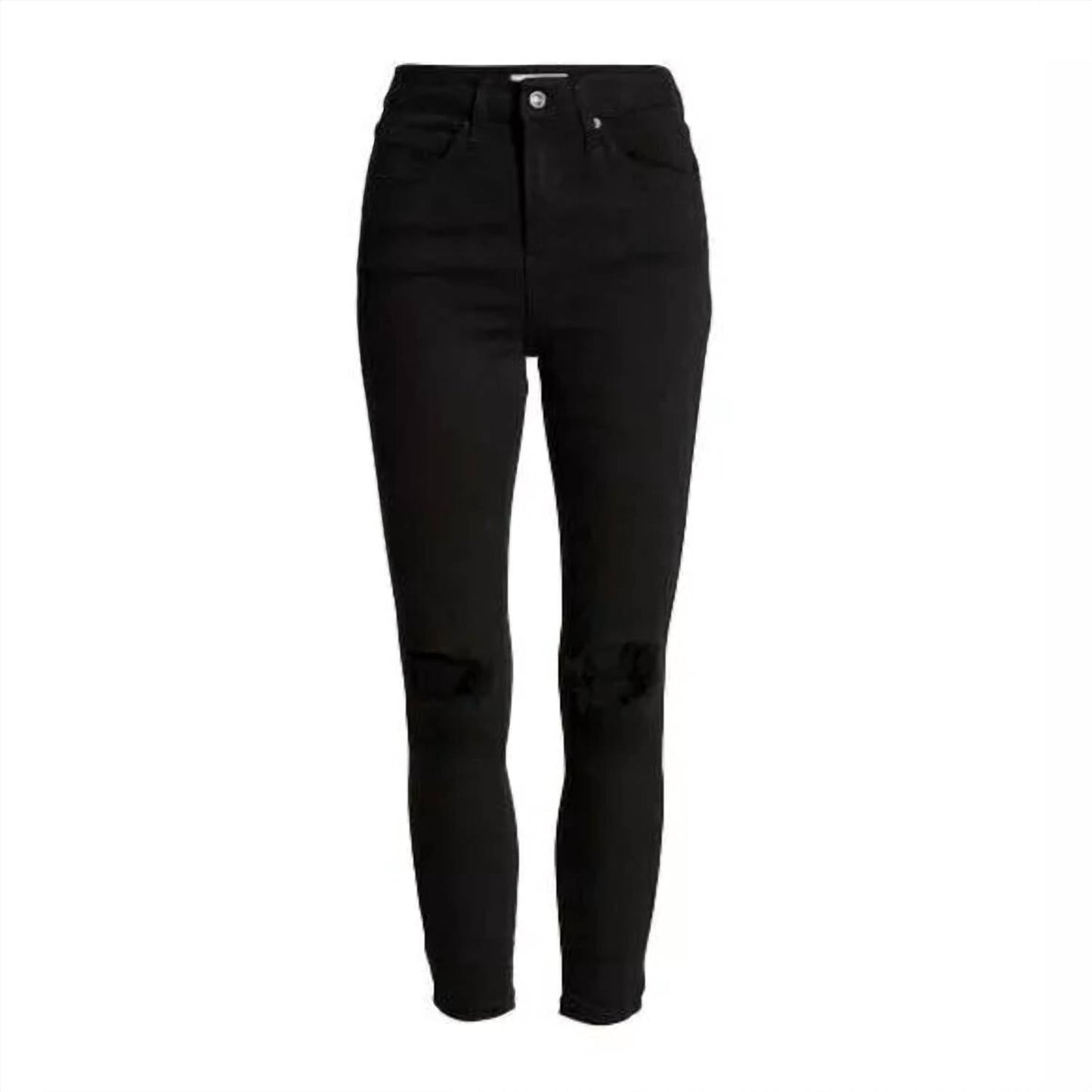 Topshop - High Rise Jamie Stretch Denim Ripped Skinny Jeans