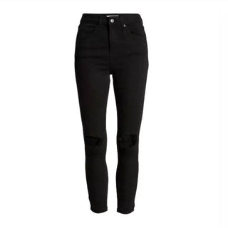 Topshop - High Rise Jamie Stretch Denim Ripped Skinny Jeans