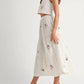 Mable - Madison Embroidered Crop Top And Midi Skirt Set
