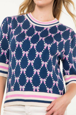 Thml - Bow Print Short Sleeve Sweater