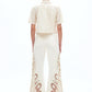Bayeas - Embroidered High Rise Wide Leg Pants