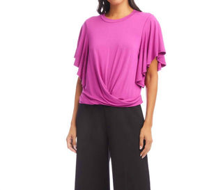Karen Kane - Flutter Sleeve Drape Front Top