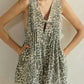 Veveret - Pleated V-neck Leopard Romper