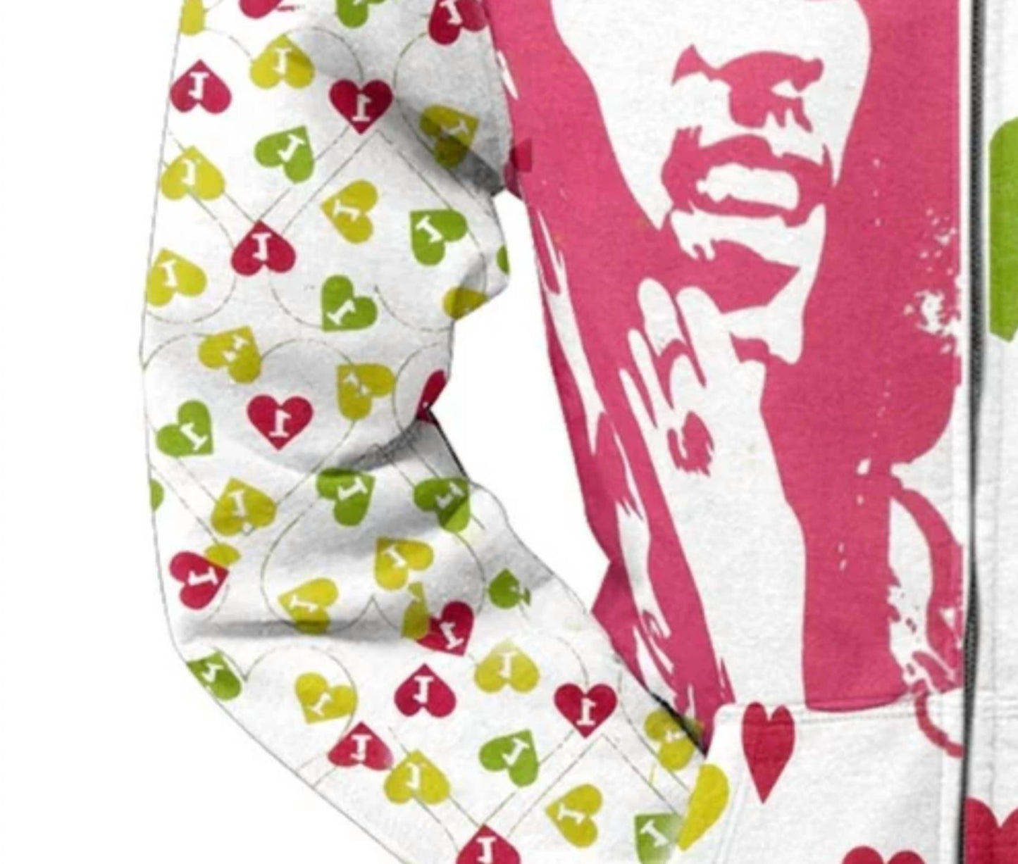 Bob Marley - Teen's One Love Hearts All Over Juniors Zip Hoodie