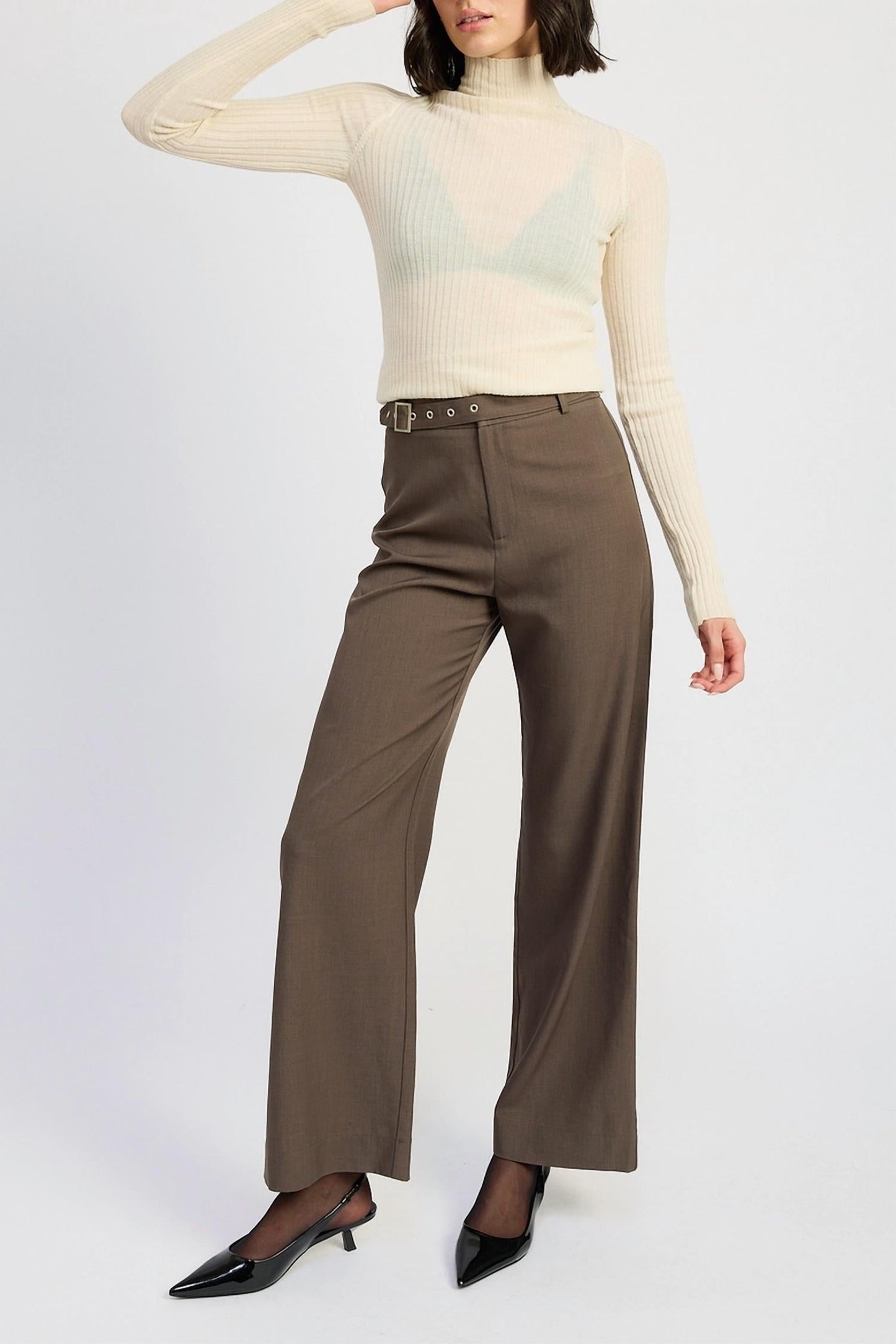 Emory Park - Straight Leg High Waist Buckle Trousers
