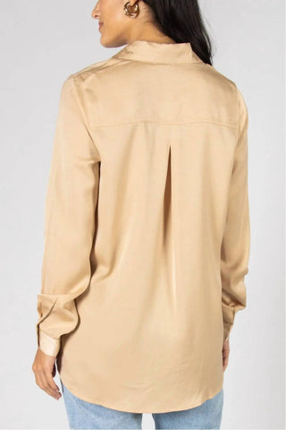 P.Cill - Satin Button Down Shirt With Side Slit