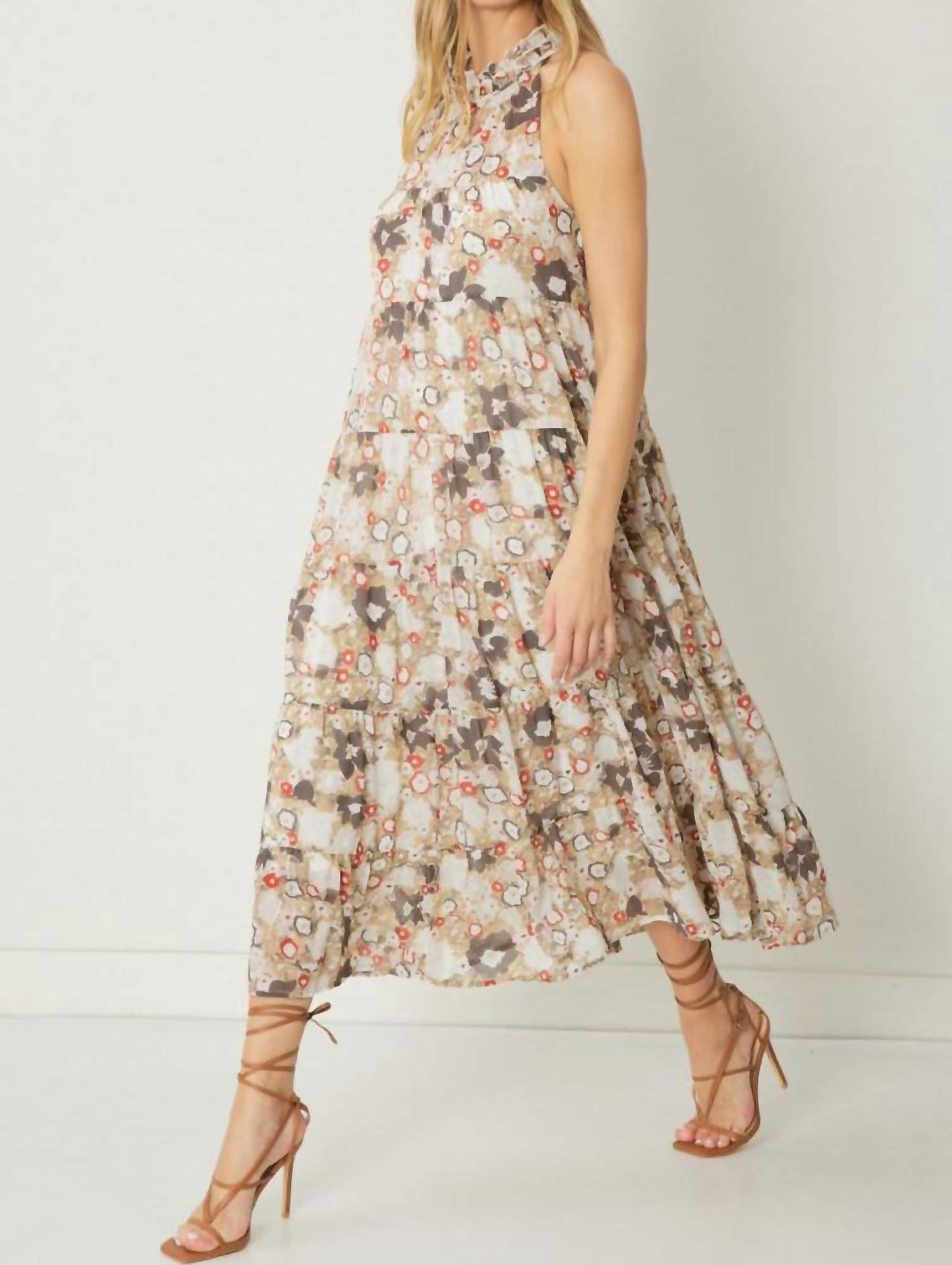 Entro - Floral Print Halter Dress