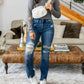 Judy Blue - High Contrast Slim Bootcut Destroyed Jeans