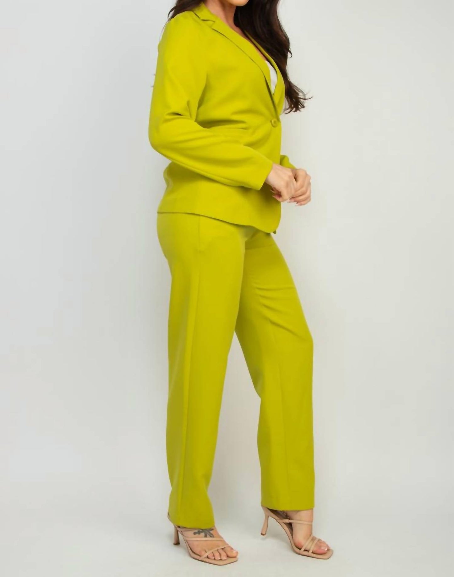 A.C.G. Los Angeles - Midrise Dressy Pants & Button Front Blazer Set