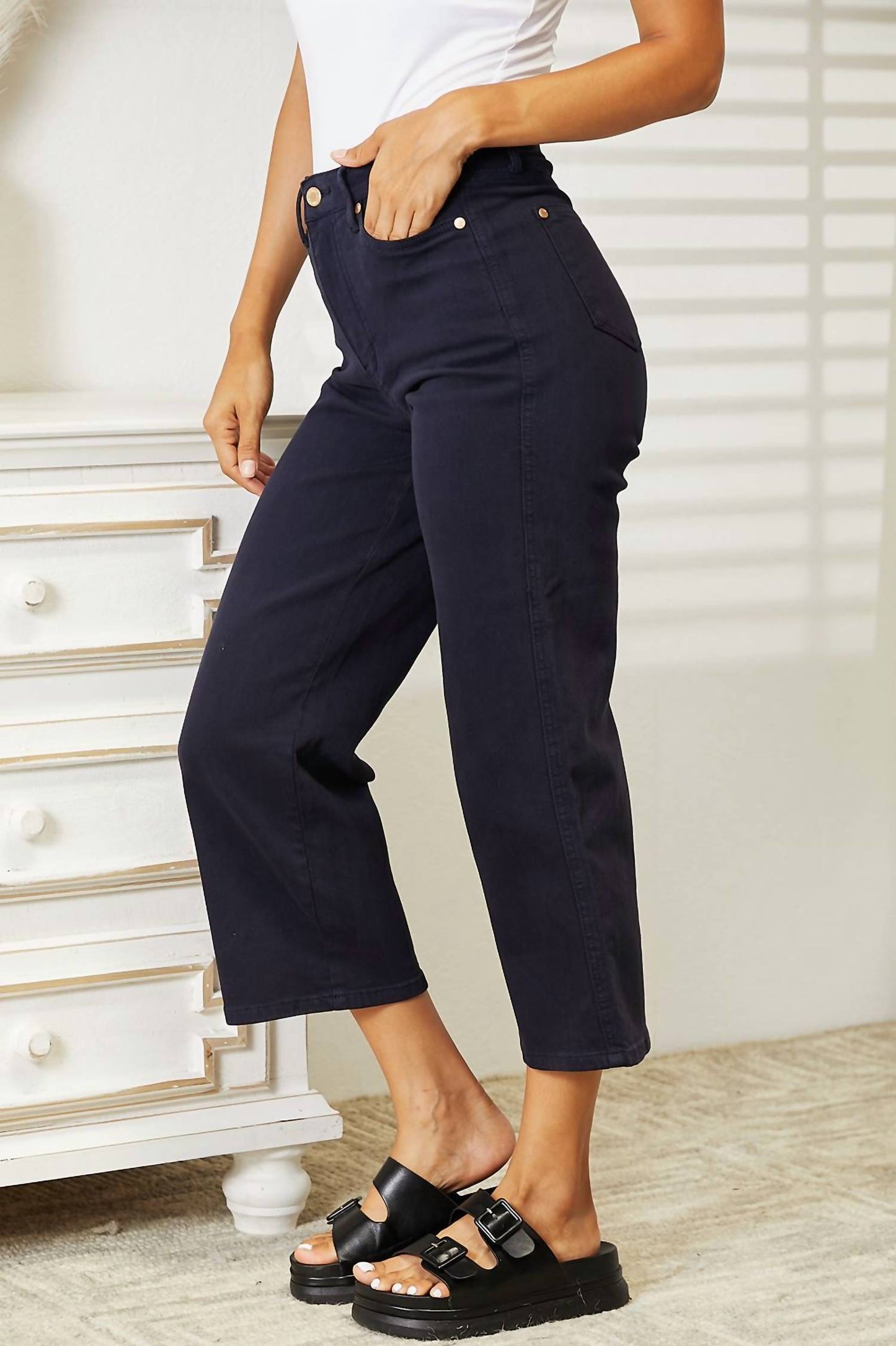 Judy Blue - High Waist Tummy Control Wide Crop Leg Jeans