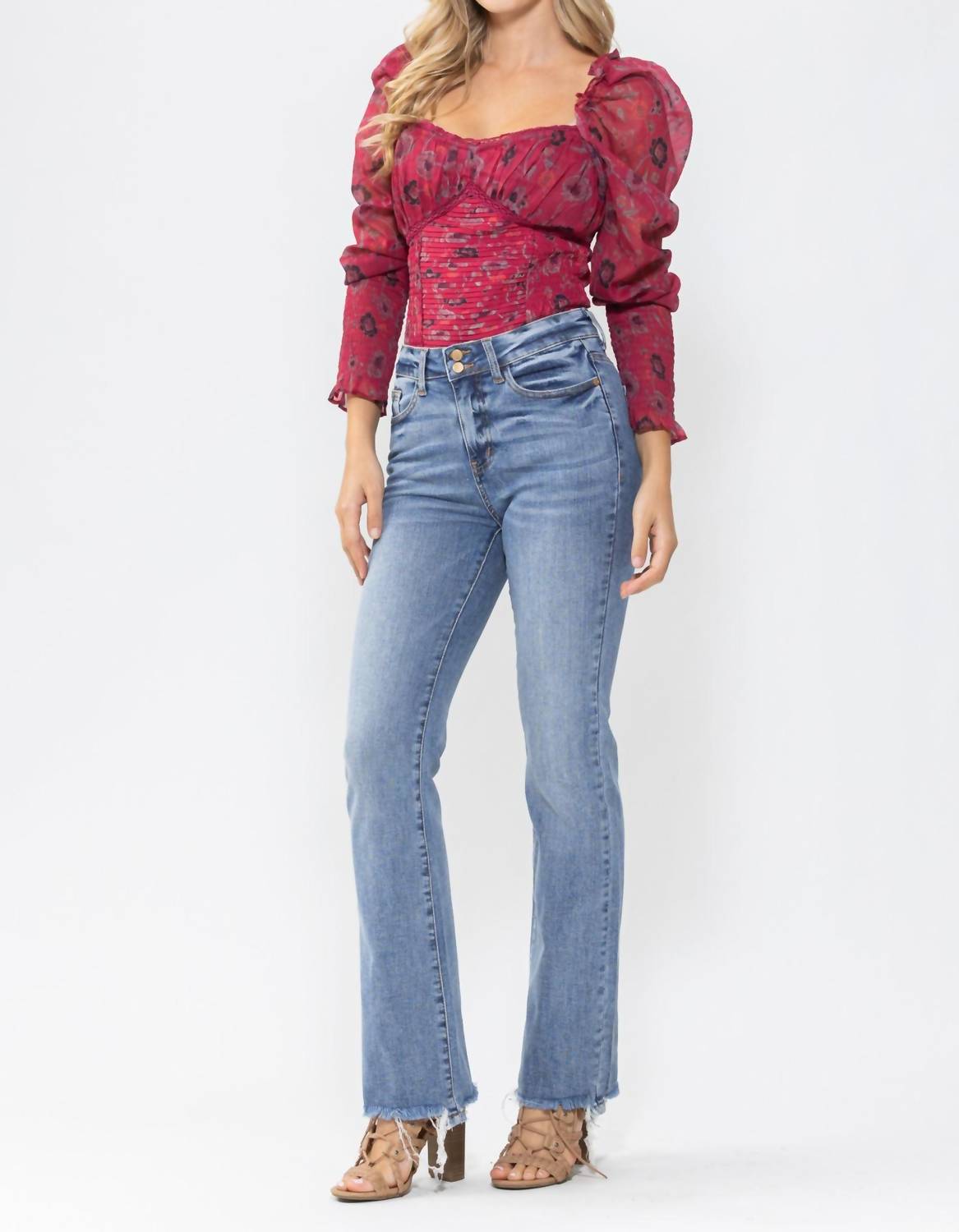 Judy Blue - High Waist Double Button Bootcut Jeans