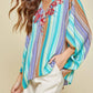 Andree By Unit - Striped Embroidered Poncho Top