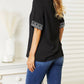 Double Take - Embroidered Notched Neck Top