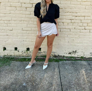 Elan - V-neck Top With Bubble Sleeve