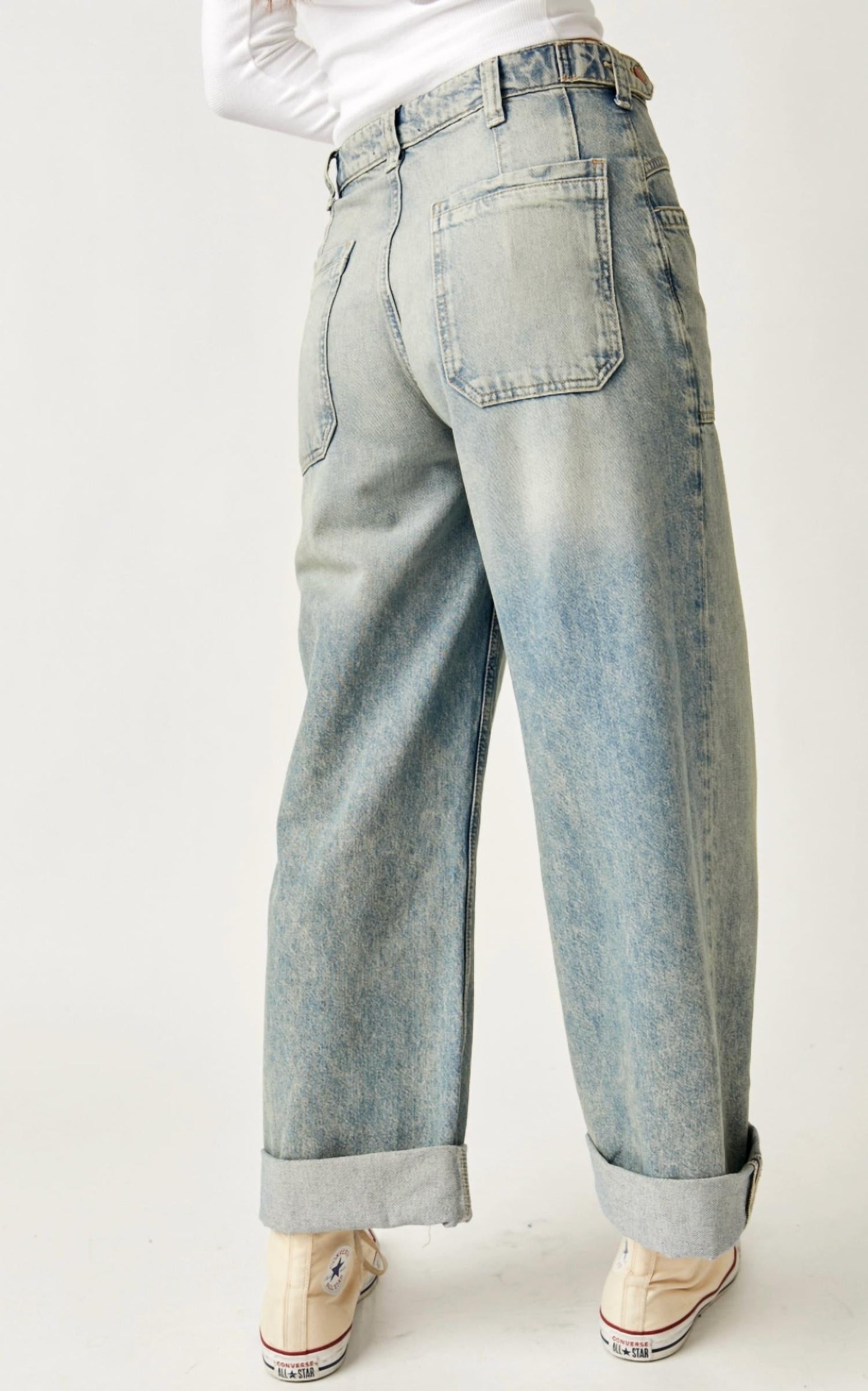 Free People - Palmer Wide-leg Cuffed Jeans