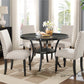 Biony Espresso Wood Dining Set with Tan Fabric Nailhead Chairs