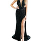 Aleta - Deep V-neck Side Cut-out Prom Dress