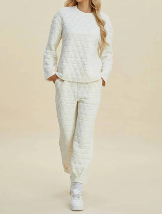 Trendsi - Double Take Full Size Texture Round Neck Long Sleeve Top and Pants Set