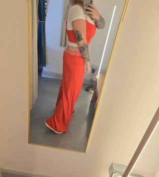 Blue B - Rhinestone Fringe Cut Out Side Open Back Jumpsuit