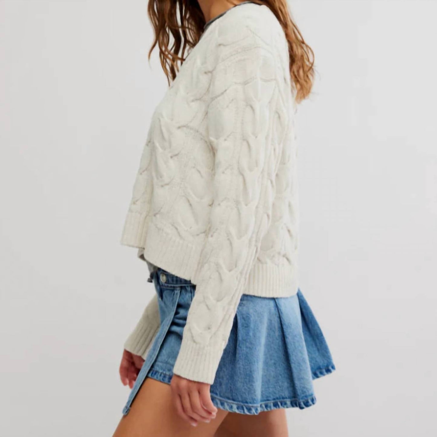 Free People - Washed Cable Knit Sweater