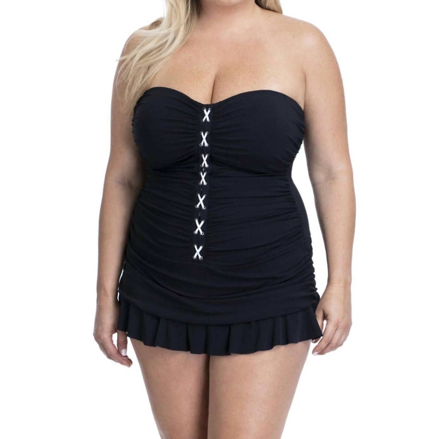 Profile By Gottex - Moto Bandeau Strapless Swimdress - Plus