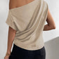 Hiddenbrand - SLANT COLLAR PLEATED ONE SHOULDER BLOUSE
