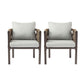 2 Pieces Outdoor Metal Patio Club Chair with Cushions