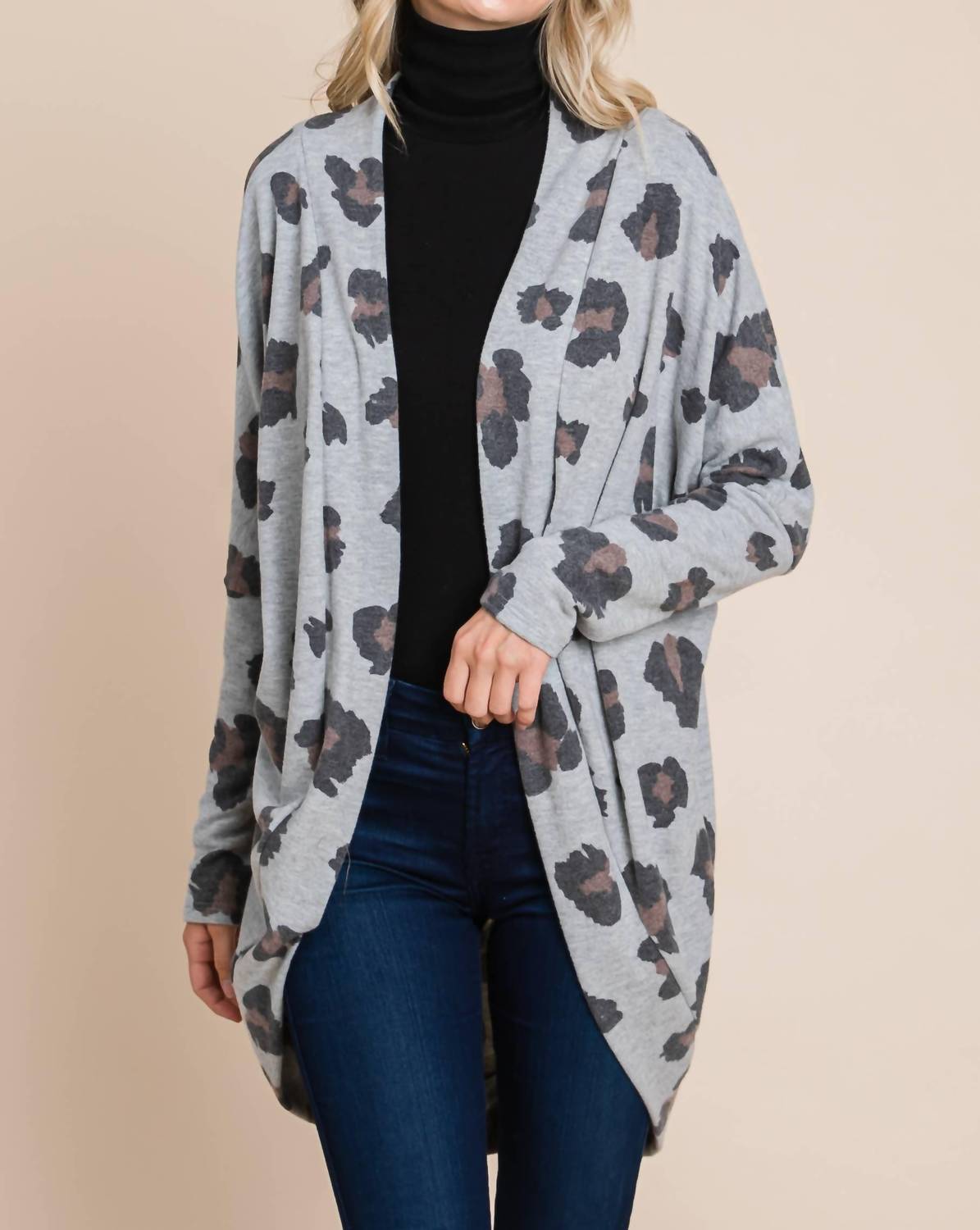 Bombom - Animal Print Knit Cardigan