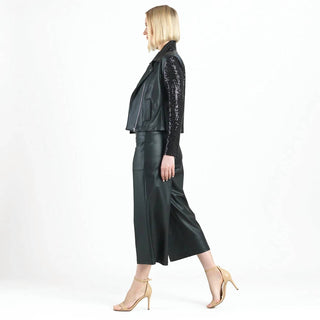 Clara Sun Woo - Sequin Knit Liquid Leather™ Sheen Moto Jacket