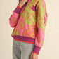 &Merci - Floral Knit Mock Neck Half Zip Pullover