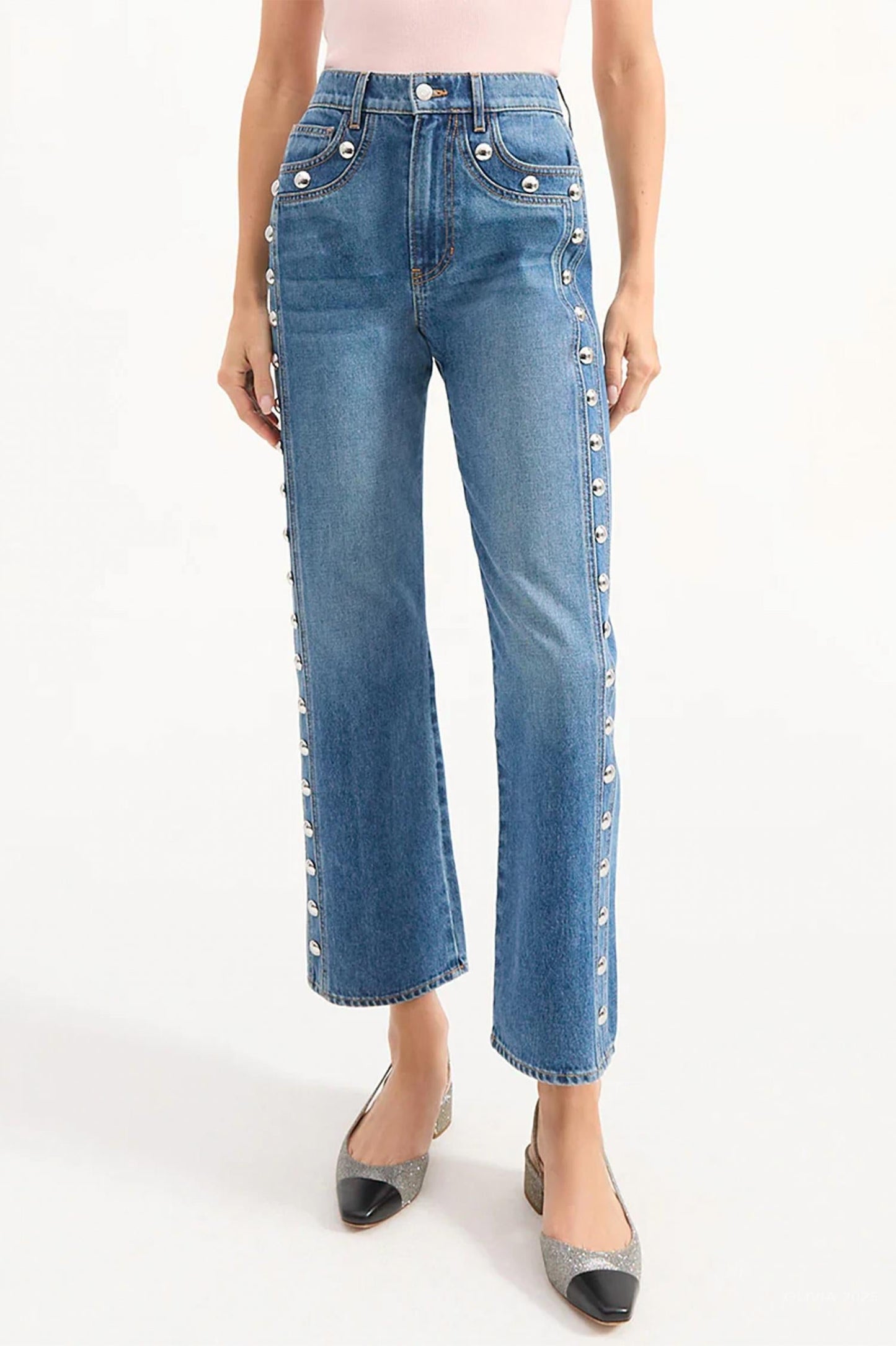 Veronica Beard - Dylan Studded Straight-leg Jean