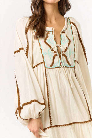 Lalavon - Scandi Style Embroidered Maxi Dress