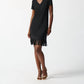 Joseph Ribkoff - Fringe Hem V-neck Short Sleeve T-shirt Dress