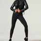 Blanc Noir - Classic Leather Mesh Moto Jacket With Diamond Quilting
