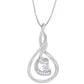 Espira 10K White Gold 1/8 cttw Round Cut Diamond Layered Spiral Pendant Necklace (I-J, I1-I2)