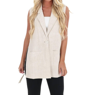 Allie Rose - Long Run Linen Jacket Vest