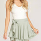 She + Sky - Flounce Woven Skort With Waist Tie