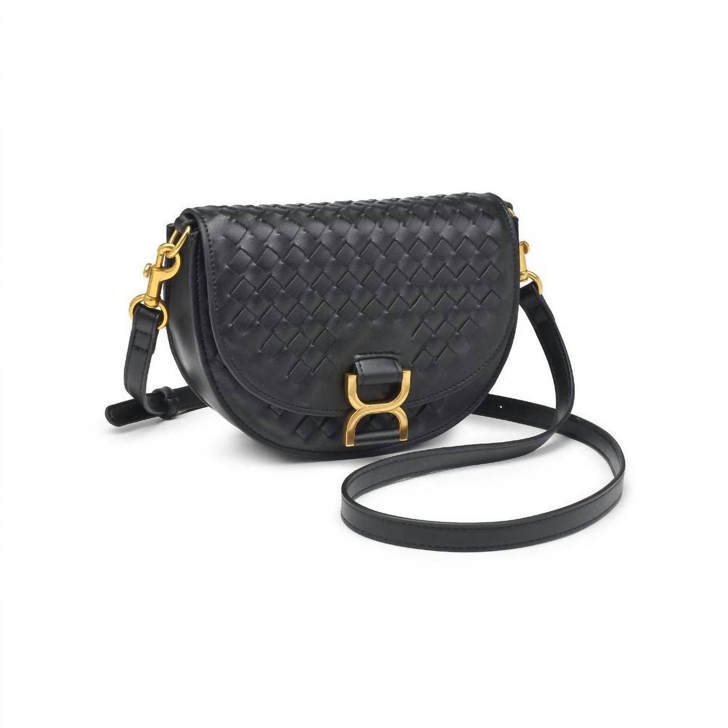 Urban Expressions - Alise Woven Vegan Leather Saddle Crossbody