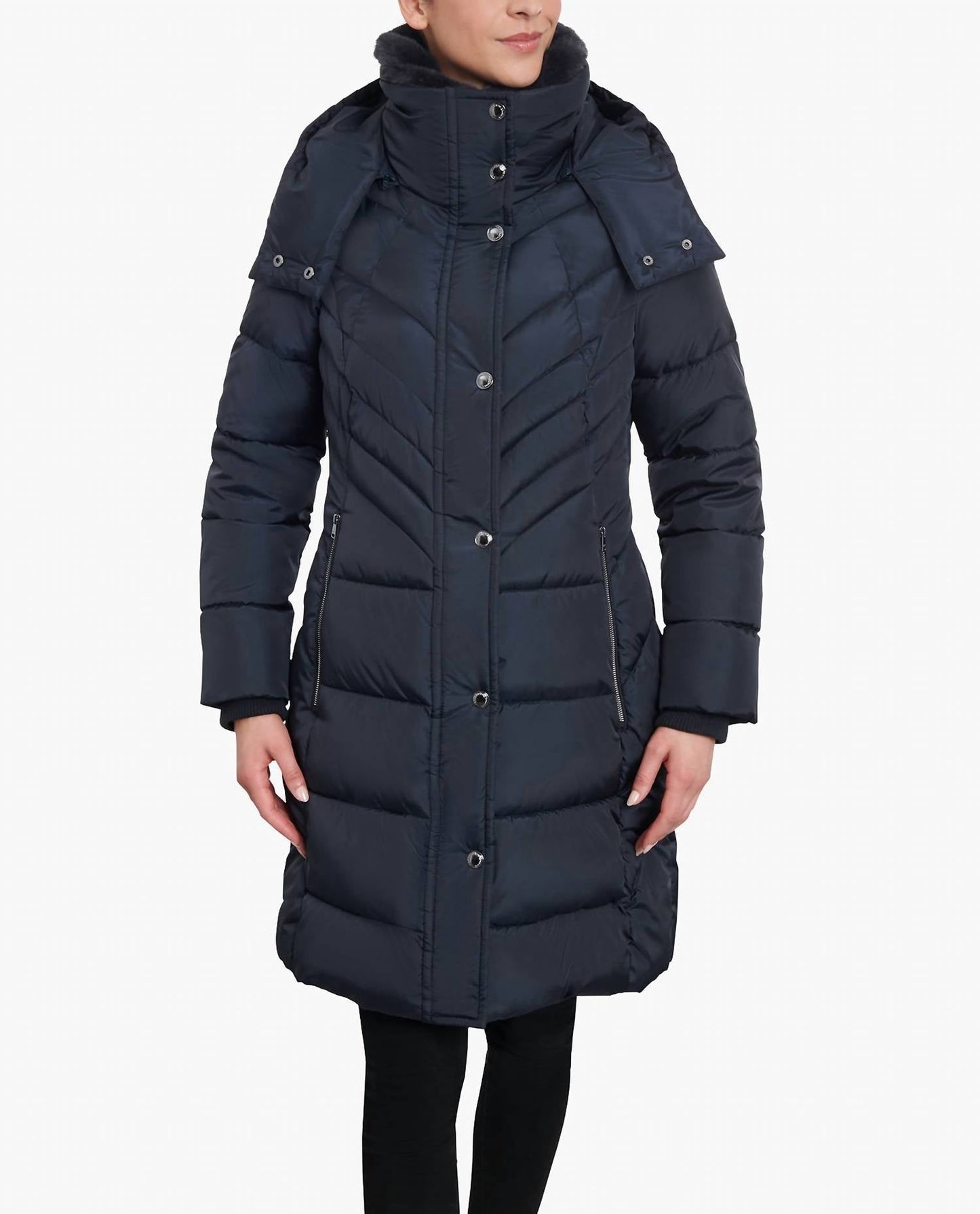London Fog - Plus Size Zip-front Hooded Heavy Weight Puffer Jacket