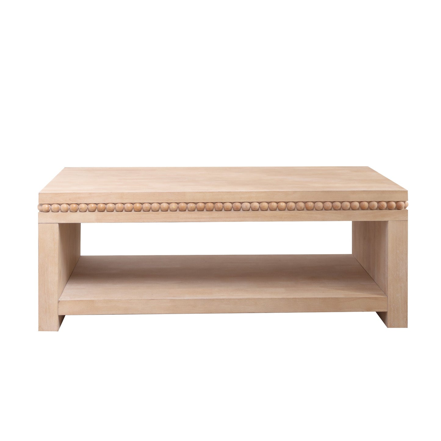 Modern Wood Coffee Table with Beaded Trim – 47" Rectangular
