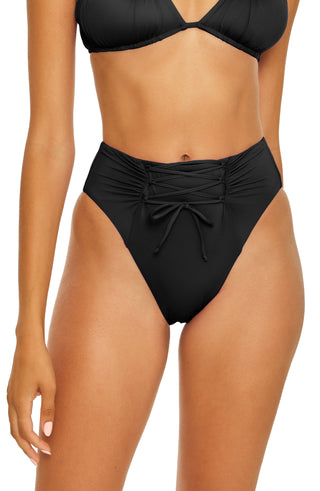 Soluna Sheer Delight High Waist Bikini Bottoms in Black, Size Medium